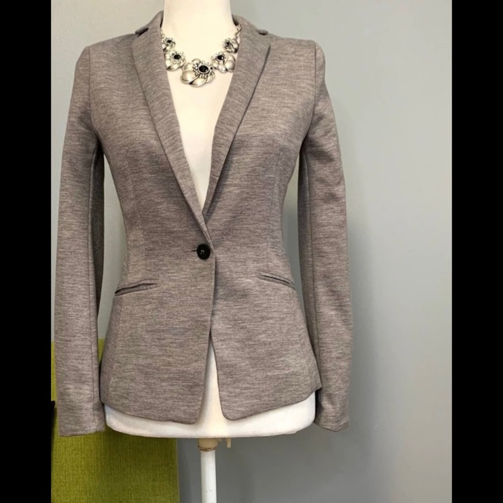 H&M Grey Stretch Knit Tailored Blazer Jacket